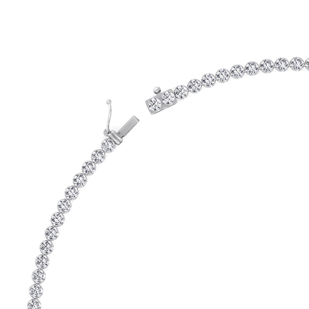 Illusion Set Round Shape Lab Grown Diamond Tennis Necklace White Gold 