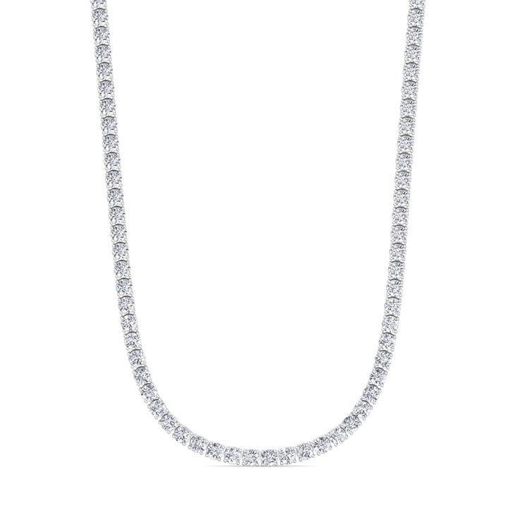 Round Cut Lab-Grown Diamond Tennis Necklace 4-Prong 14K Solid Gold