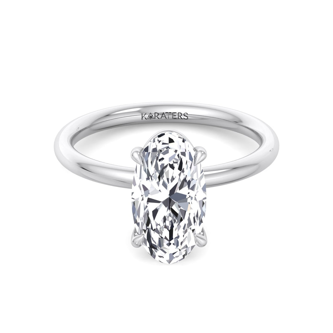 Moval Solitaire Lab-Grown Diamond Engagement Ring White Gold 14K