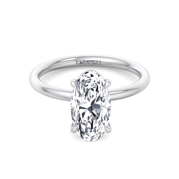 Moval Solitaire Lab-Grown Diamond Engagement Ring White Gold 14K