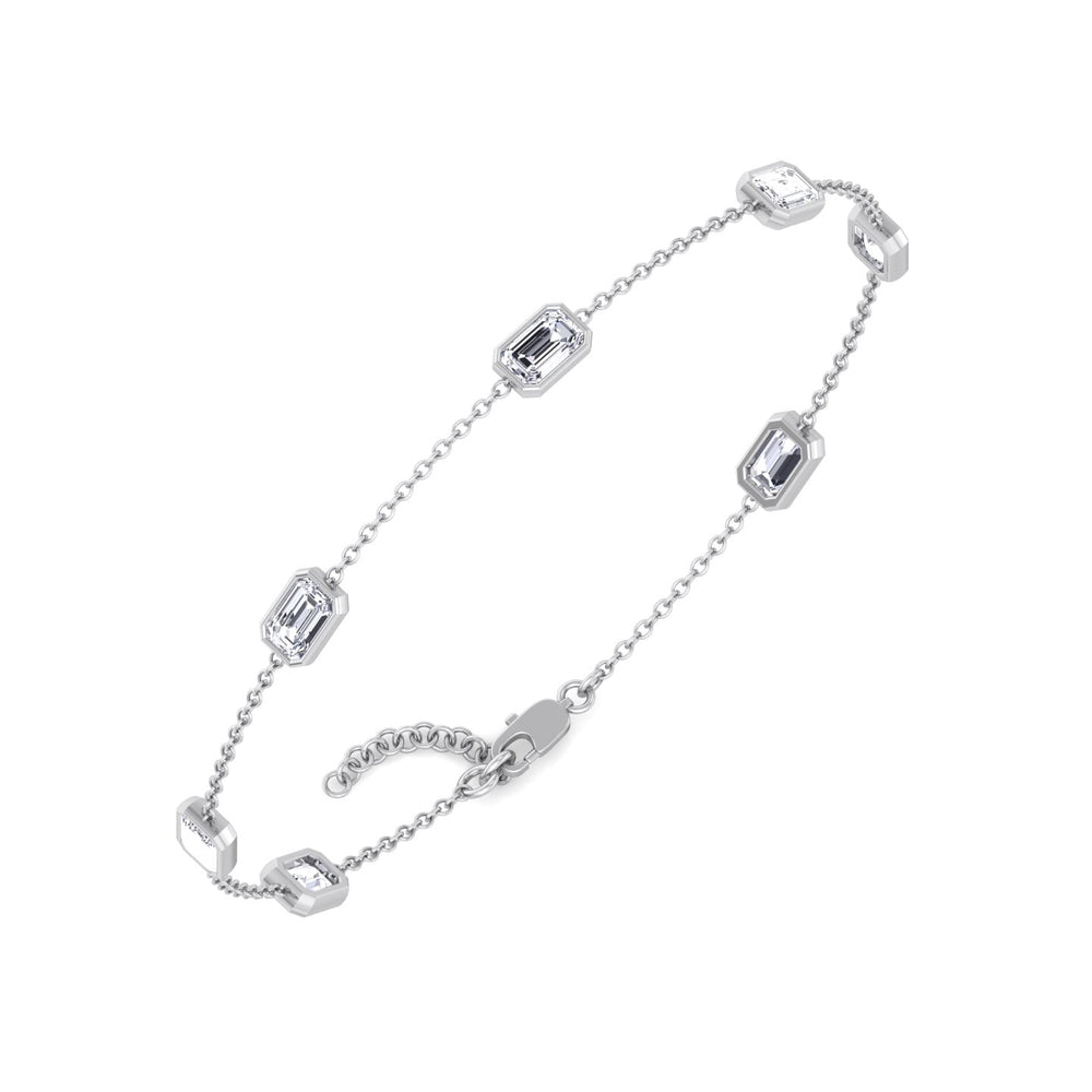 Emerald Cut Lab Grown Diamonds Bracelet by The Yard-1.25CT-18K-White Gold