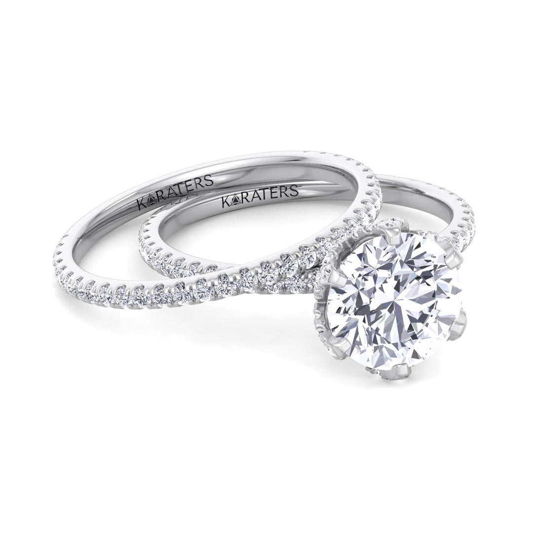 4.40CT Total Weight Round Halo Lab Grown Diamond Wedding Set White Gold 14K