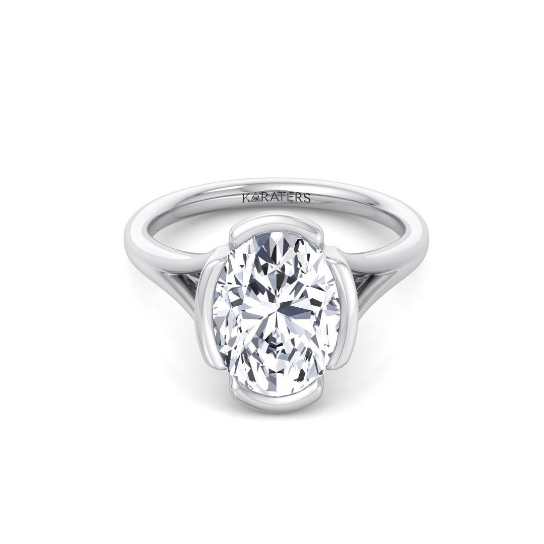Oval Shape Lab-Grown Diamond Split Band Engagement Ring WG 4