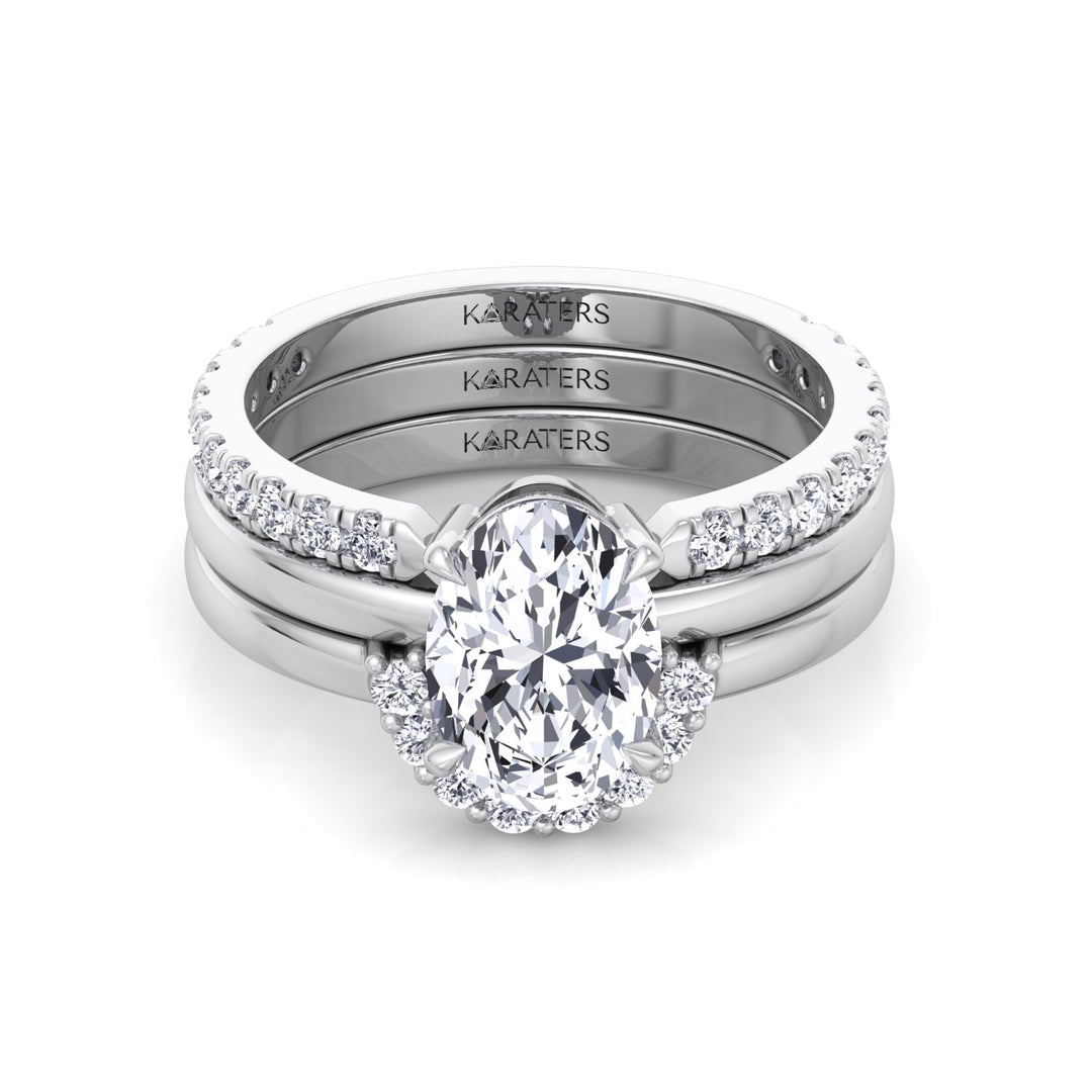 3.95CT Total Weight Oval Shape Lab Grown Diamond Wedding Set White Gold 18K