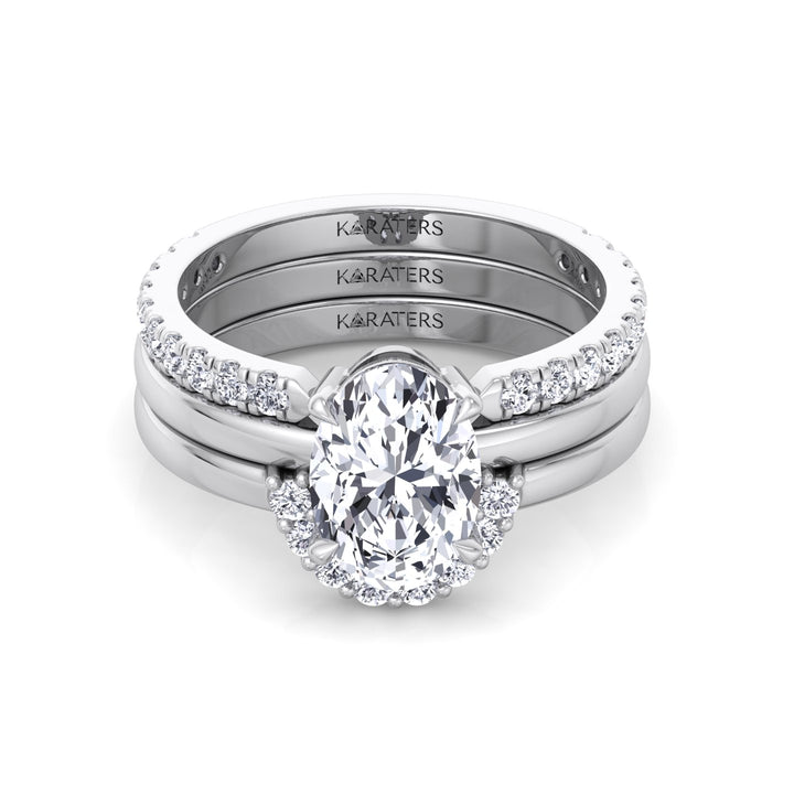 3.95CT Total Weight Oval Shape Lab Grown Diamond Wedding Set White Gold 18K