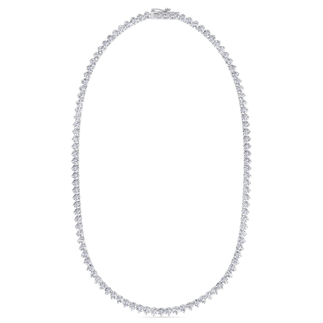 White Gold 3 Prong Round Lab Tennis Necklace 