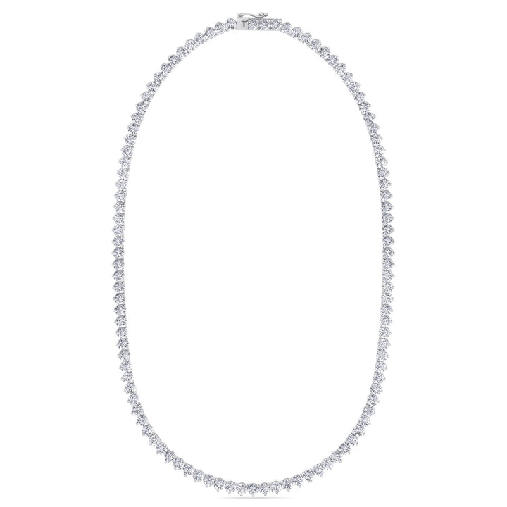 White Gold 3 Prong Round Lab Tennis Necklace 