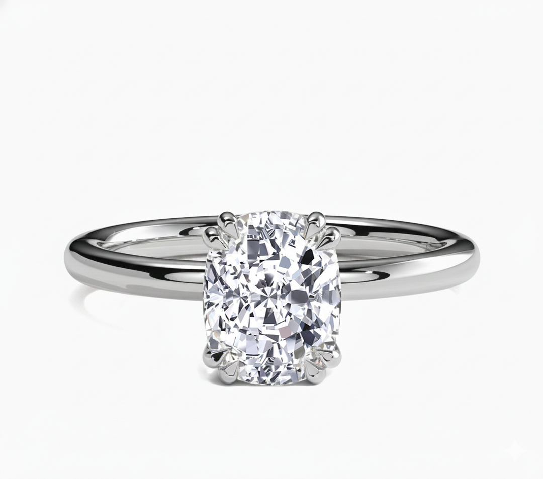Elongated Cushion Cut Solitaire Lab Grown Diamond Engagement Ring