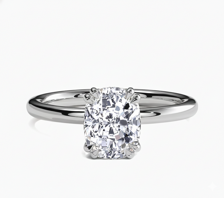 Elongated Cushion Cut Solitaire Lab Grown Diamond Engagement Ring