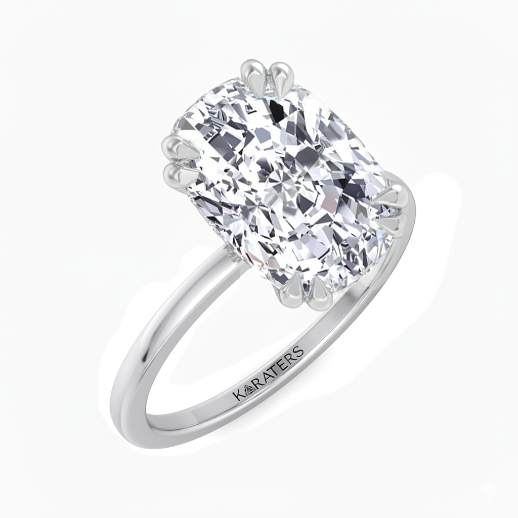 Elongated Cushion Cut Solitaire Lab Grown Diamond Engagement Ring