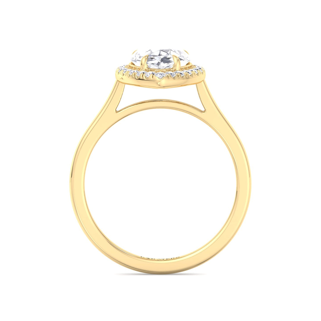 Willa - Halo Pear Lab Diamond Ring Plain Yellow Gold 