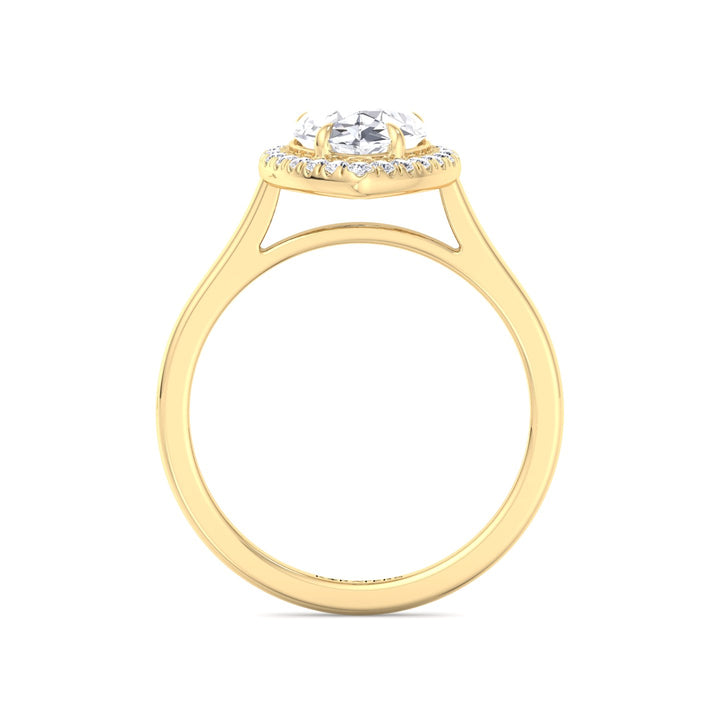 Willa - Halo Pear Lab Diamond Ring Plain Yellow Gold 