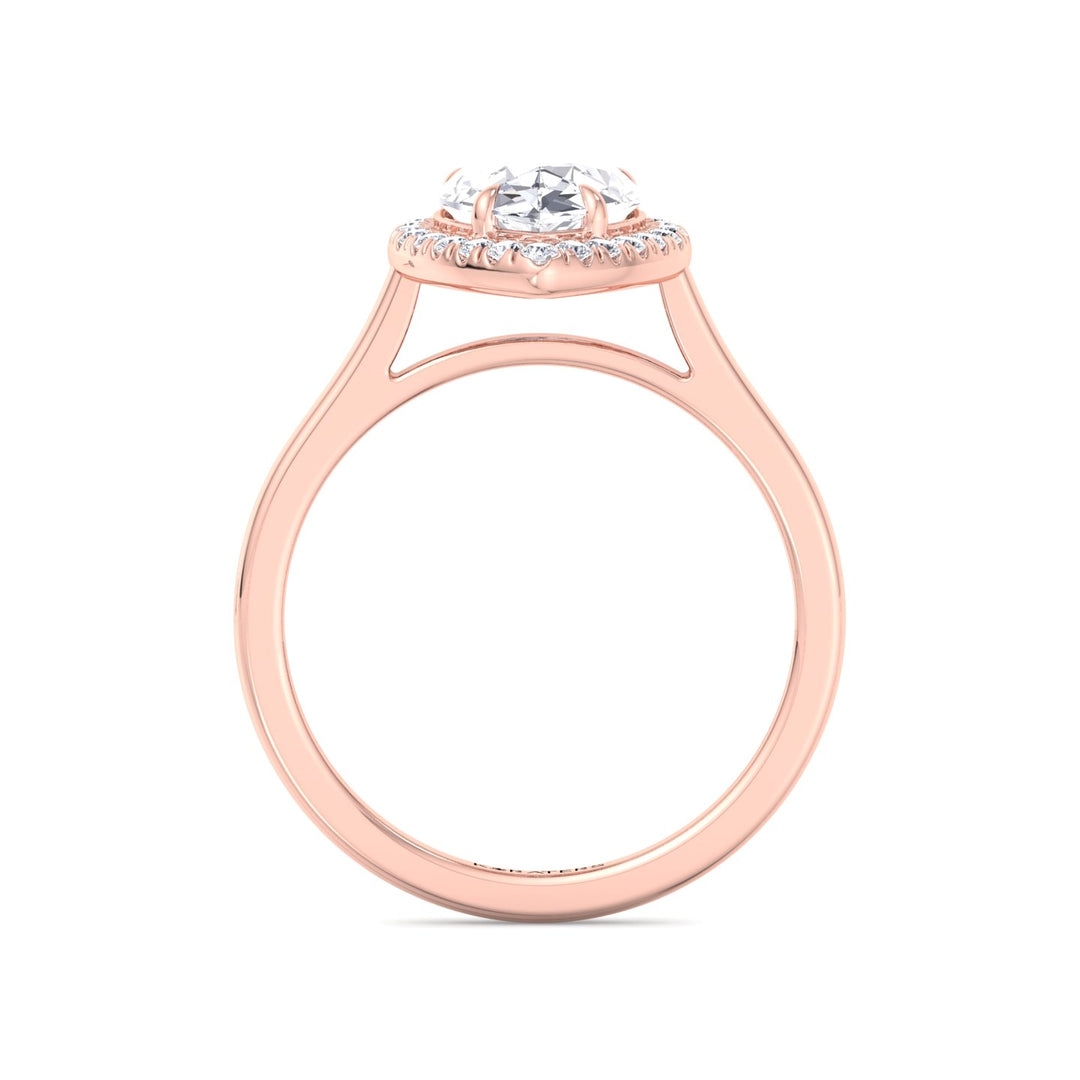 Willa - Halo Pear Lab Diamond Ring Rose Gold Plain Band