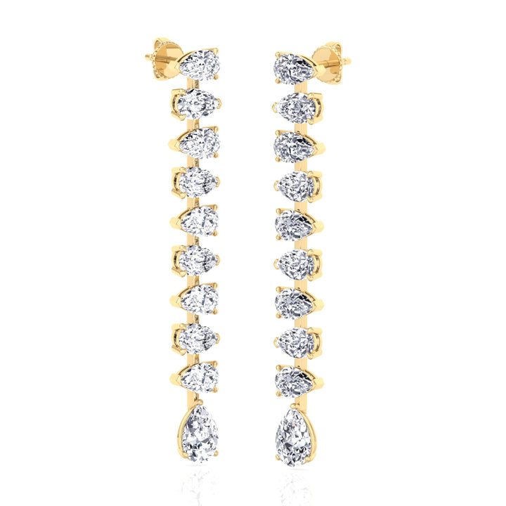 Pear Shape Tennis Drop Earrings Lab Grown Diamond lifestyle YG 