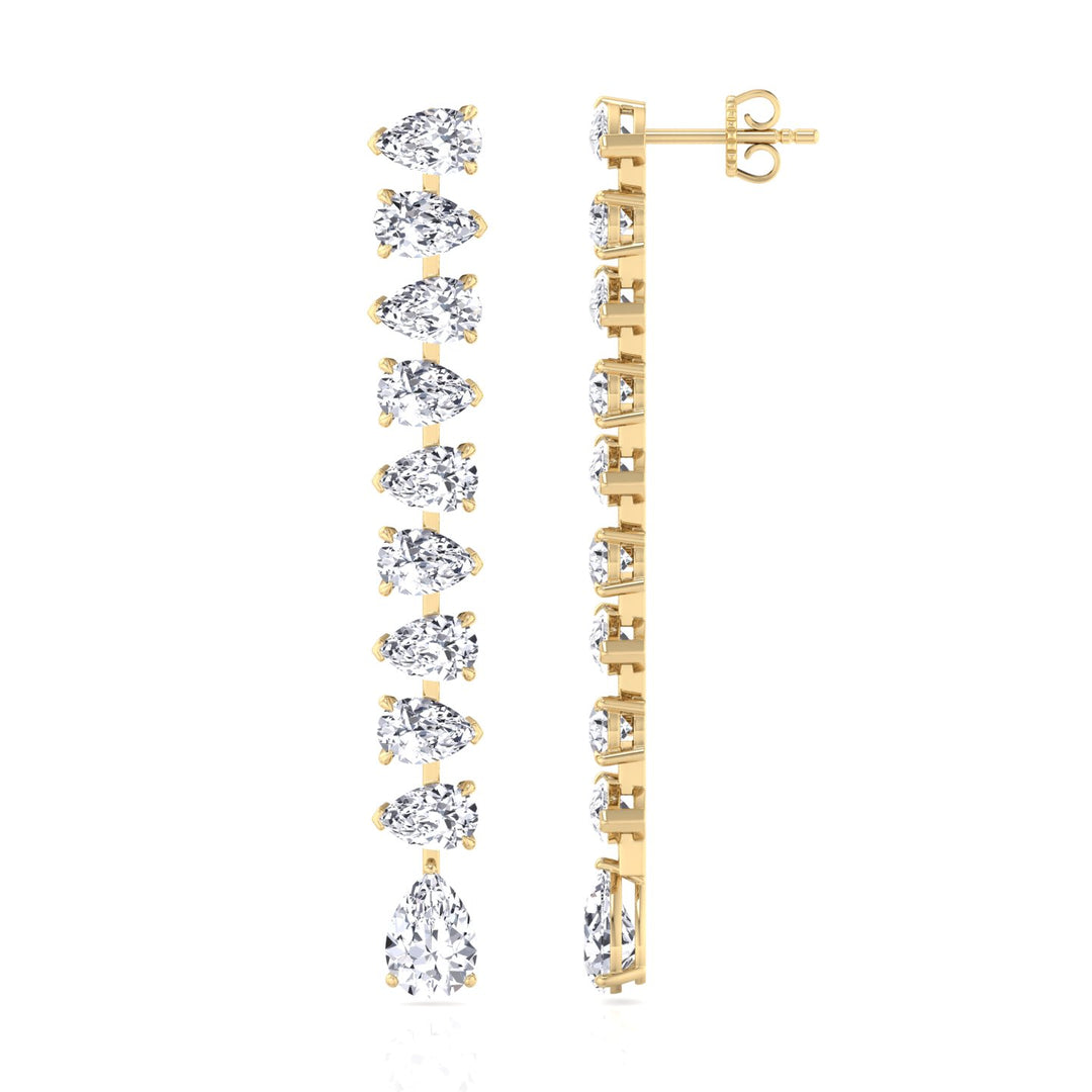 Pear Shape Tennis Drop Earrings Lab Grown Diamond lifestyle YG 3