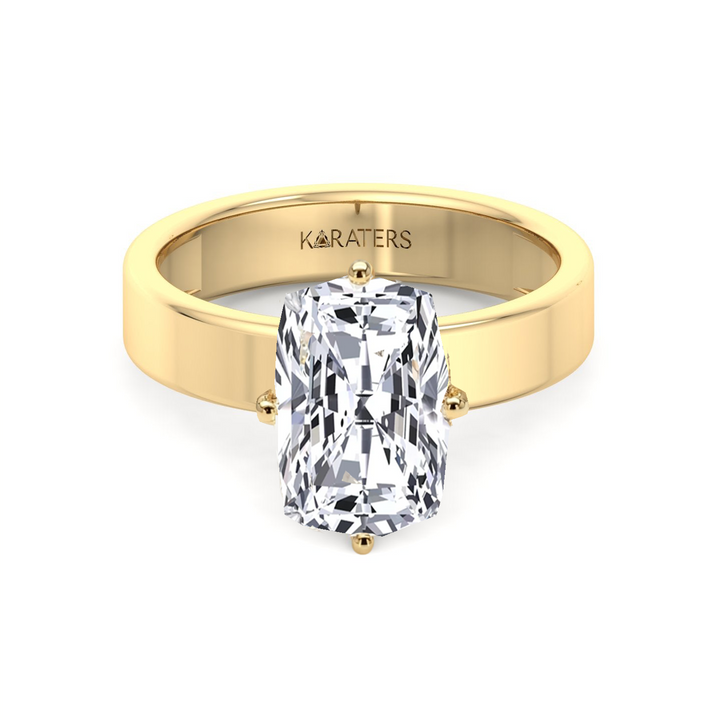 Radiant Cut Compass Prong Lab Grown Diamond Engagement Ring YG