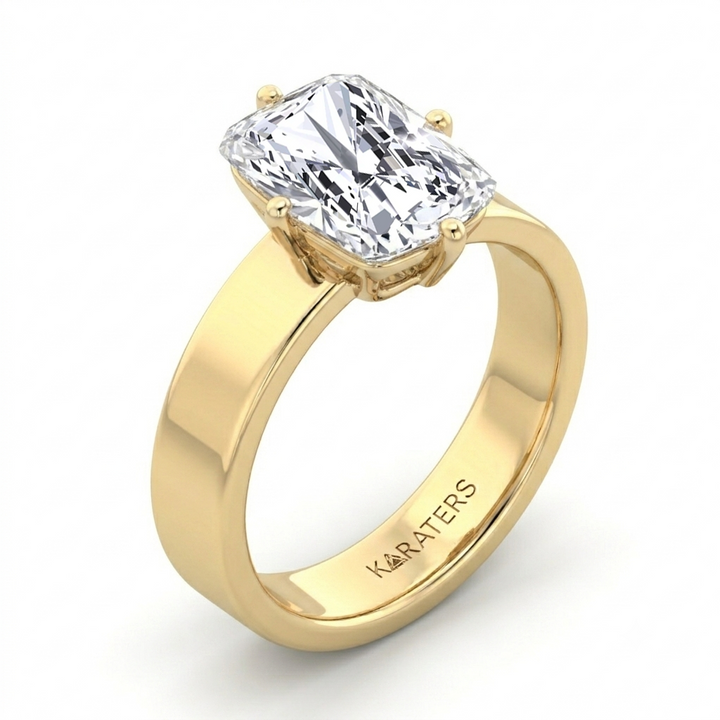Radiant Cut Compass Prong Lab Grown Diamond Engagement Ring YG2