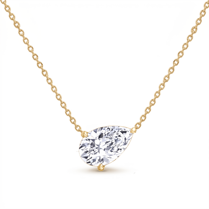 Pear Shape East West Lab Grown Diamond Pendant  YG