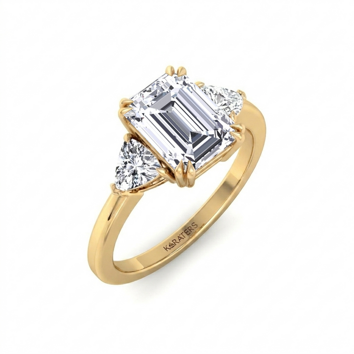 YG Cushion Cut Lab- Diamond Ring With Sidestone