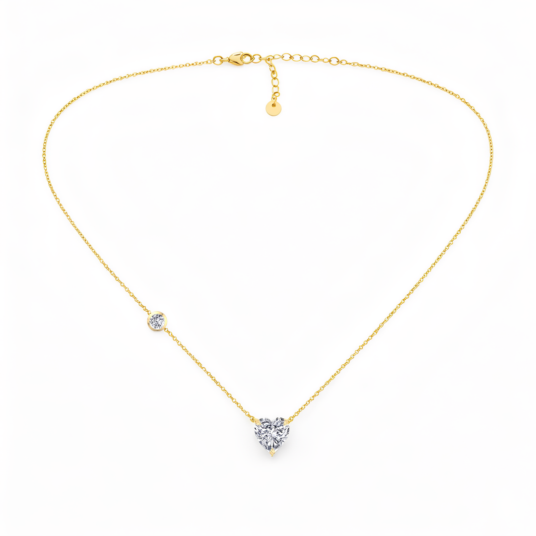 WG Heart Shape With Round Side Stone Lab Grown Diamond Pendant full view