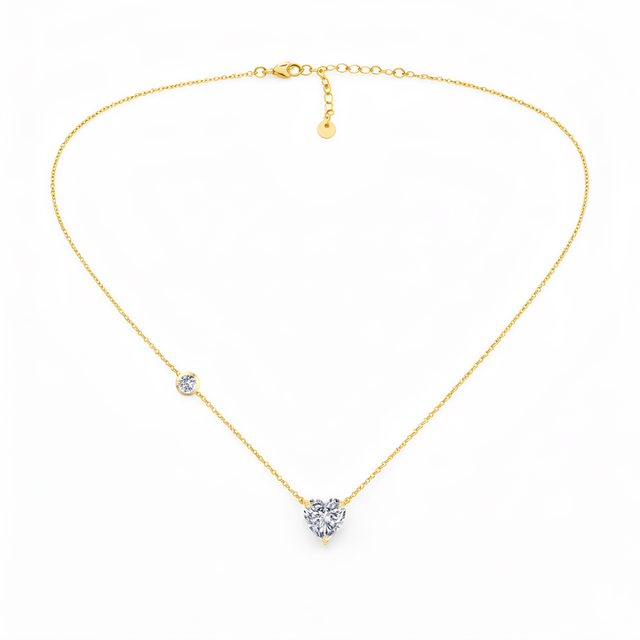 WG Heart Shape With Round Side Stone Lab Grown Diamond Pendant full view