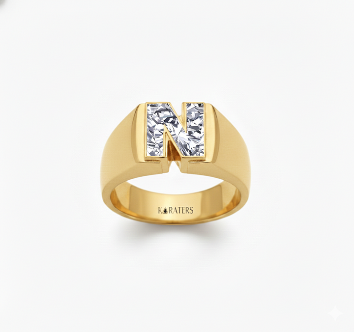 Floating Bezel Lab Grown Diamond Letter Ring