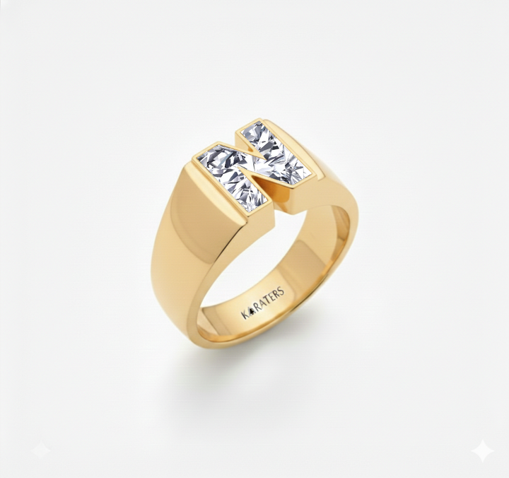 Floating Bezel Lab Grown Diamond Letter Ring