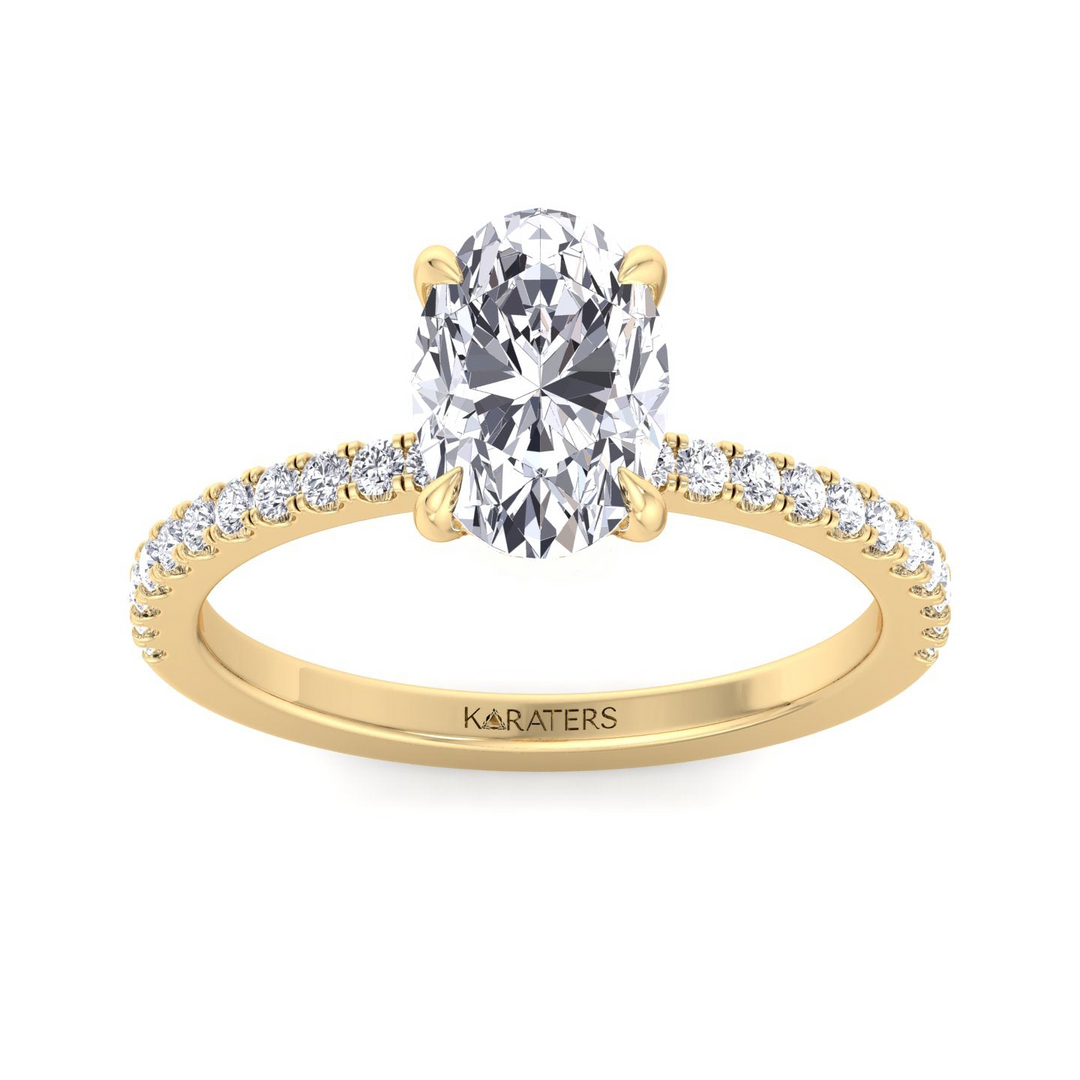 WG Oval Cut Lab-Grown Diamond Engagement Ring With Sidestones top view