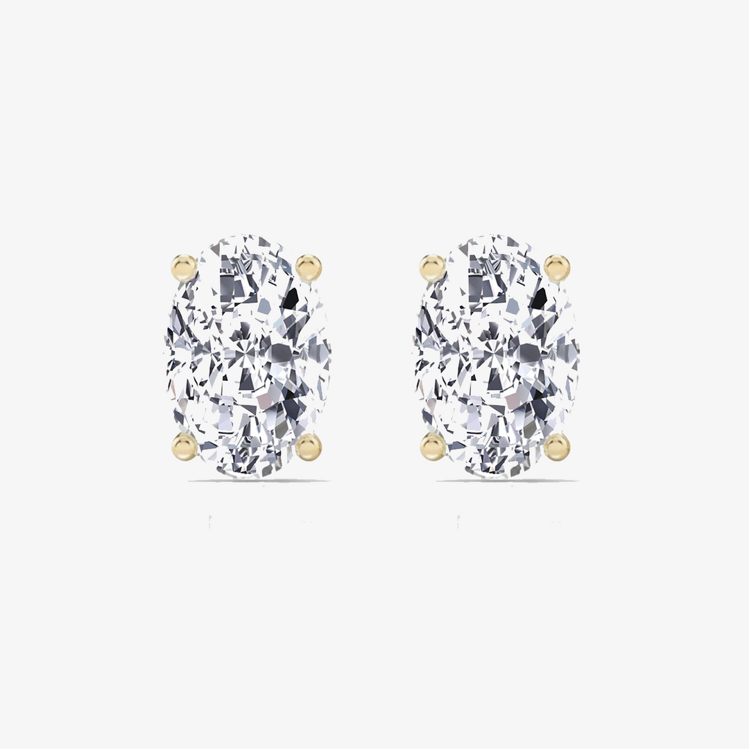 Oval Cut Lab Grown Diamond Studs with Invisible Halo  Front view
