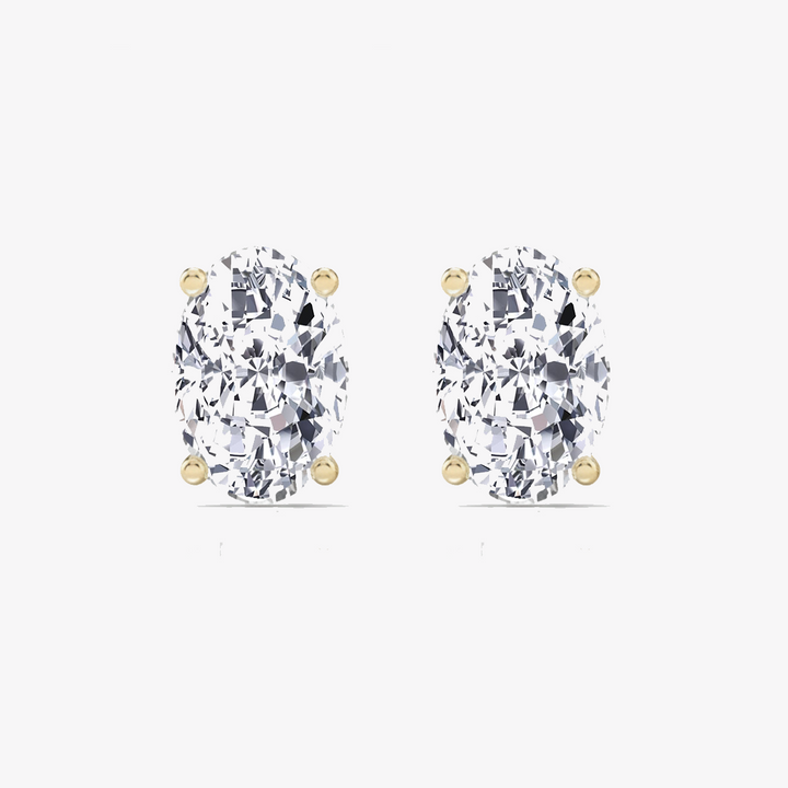 Oval Cut Lab Grown Diamond Studs with Invisible Halo  Front view