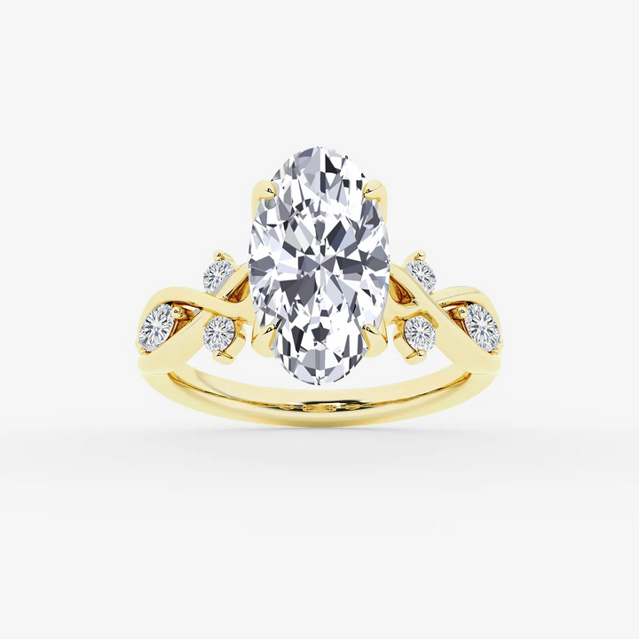 YG Oval Lab Grown Diamond Vintage top view