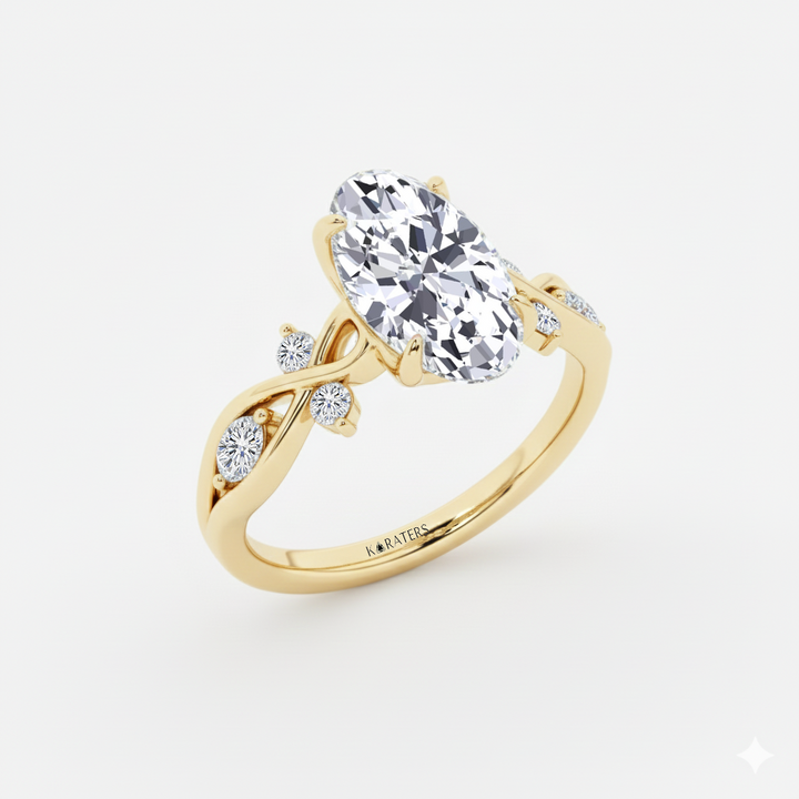 YG Oval Lab Grown Diamond Vintage side view