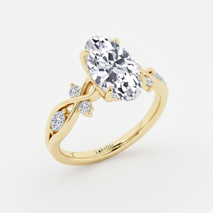 Oval Lab Grown Diamond Vintage with Side Stone Engagement Ring