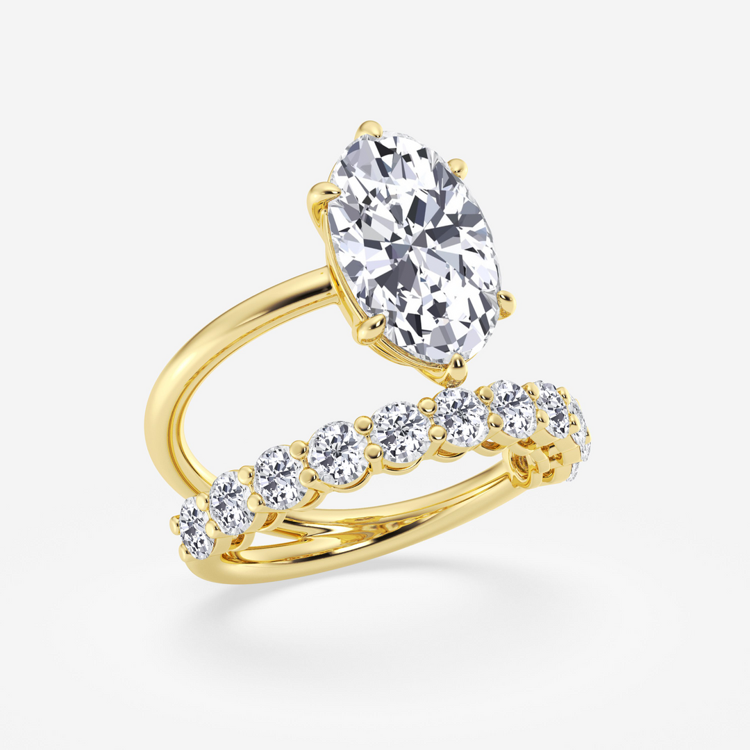 YG Oval Lab Grown Diamond Split Shank Engagement Ring side view