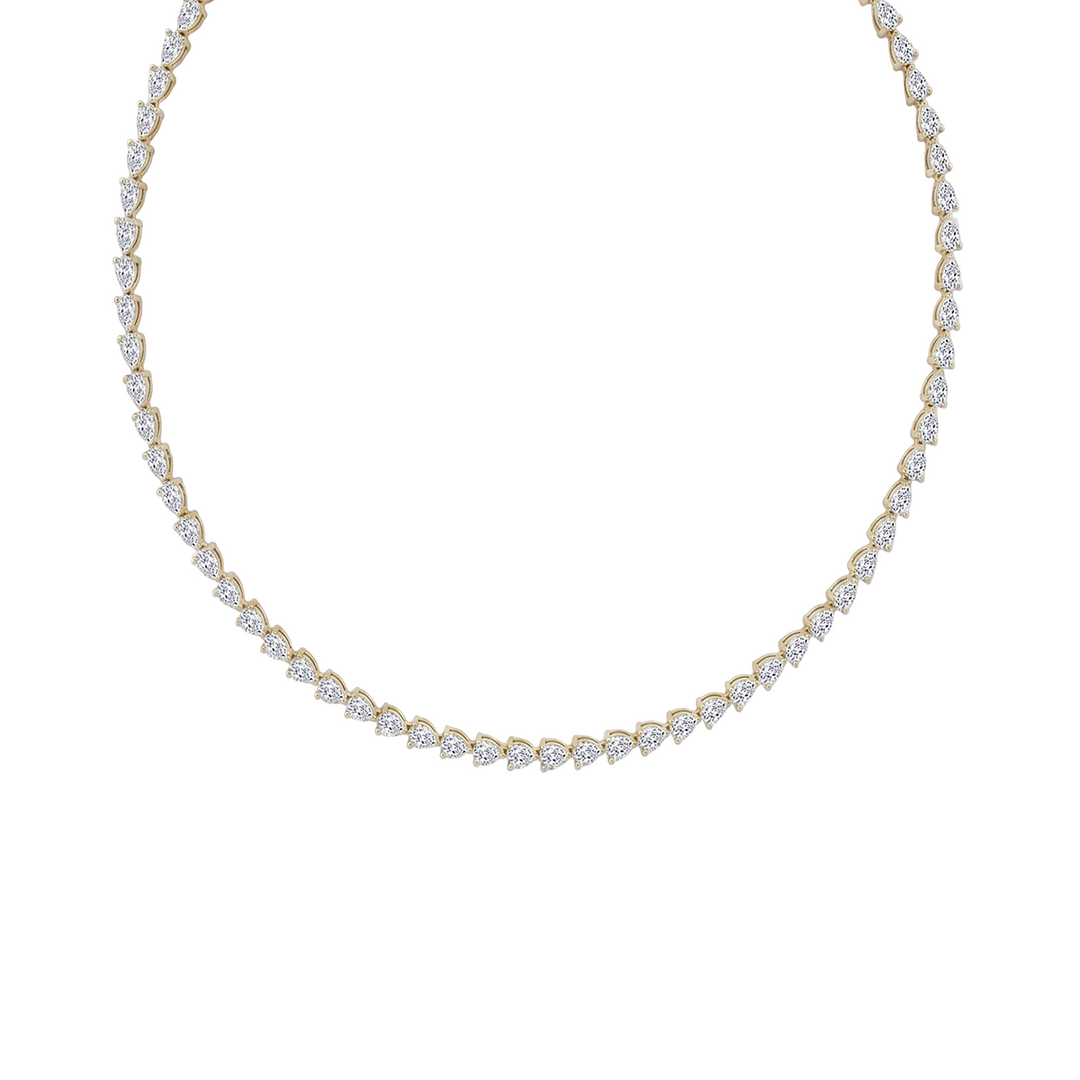 East-West Pear Shape Lab Grown Diamond Tennis Necklace Yellow Gold 14K