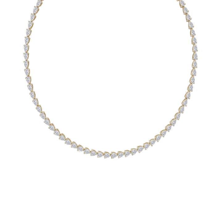 East-West Pear Shape Lab Grown Diamond Tennis Necklace Yellow Gold 14K