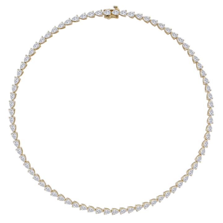 East-West Pear Shape Lab Grown Diamond Tennis Necklace Yellow Gold 18K