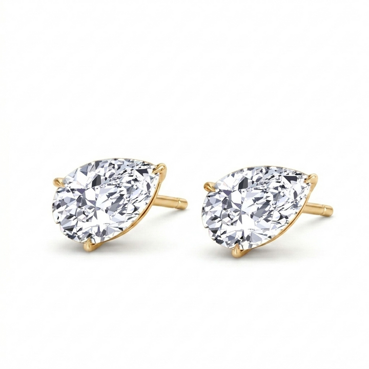 Pear Shaped East West Lab Grown Diamond Studs YG