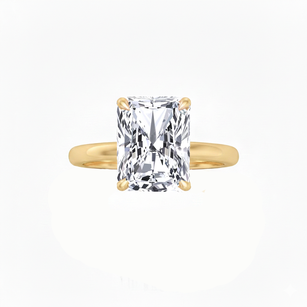 YG Invisible Halo Radiant Cut Solitaire Lab-Grown Diamond Ring front view