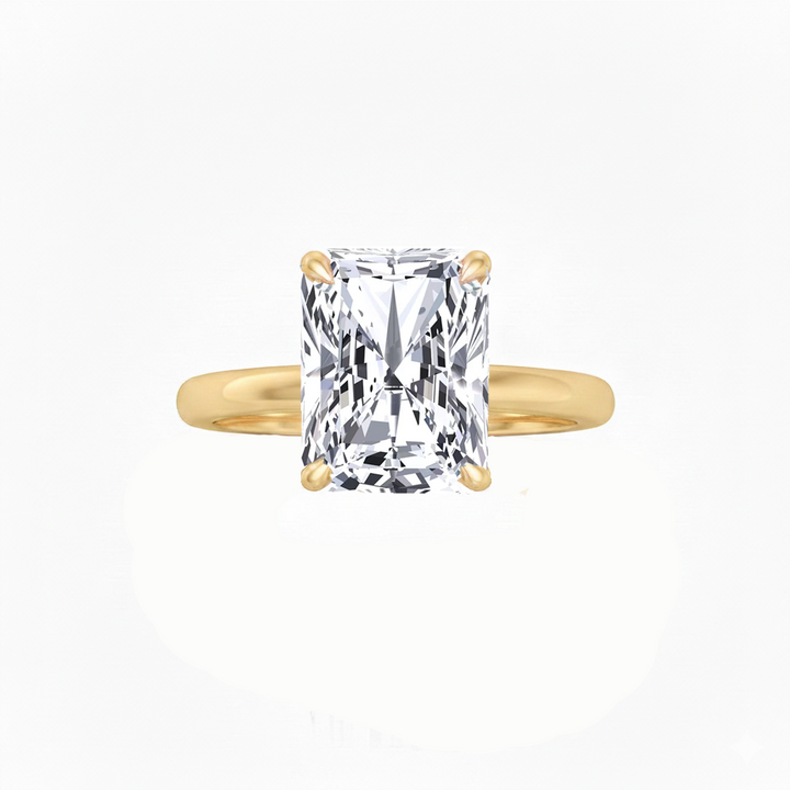 YG Invisible Halo Radiant Cut Solitaire Lab-Grown Diamond Ring front view