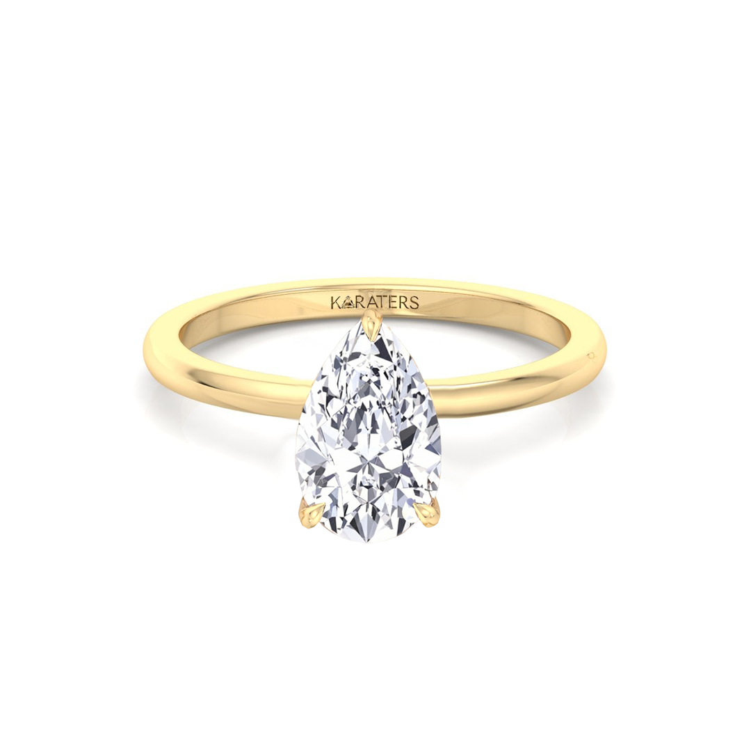 Pear Shape Solitaire Lab Grown Diamond Engagement Ring YG