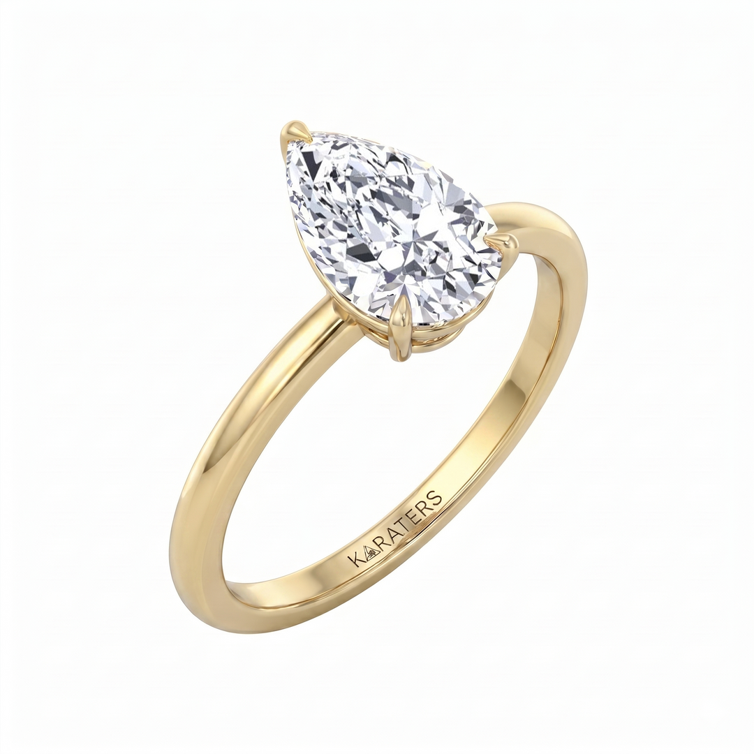 Pear Shape Solitaire Lab Grown Diamond Engagement Ring YG 2