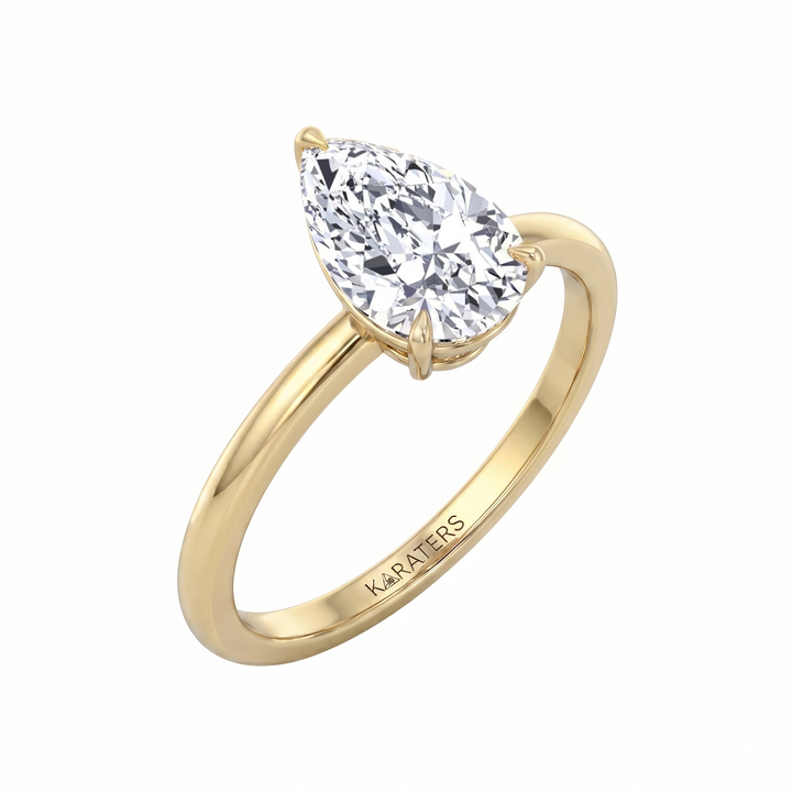 Pear Shape Solitaire Lab Grown Diamond Engagement Ring YG 2