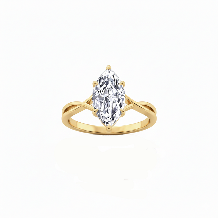 YG Marquise Shape Engagement Ring top view