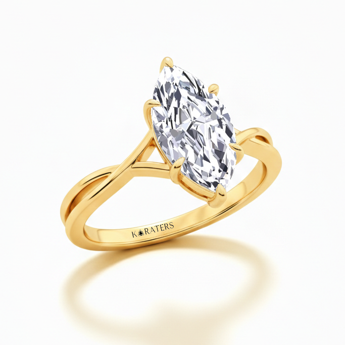 YG Marquise Shape Engagement Ring side view