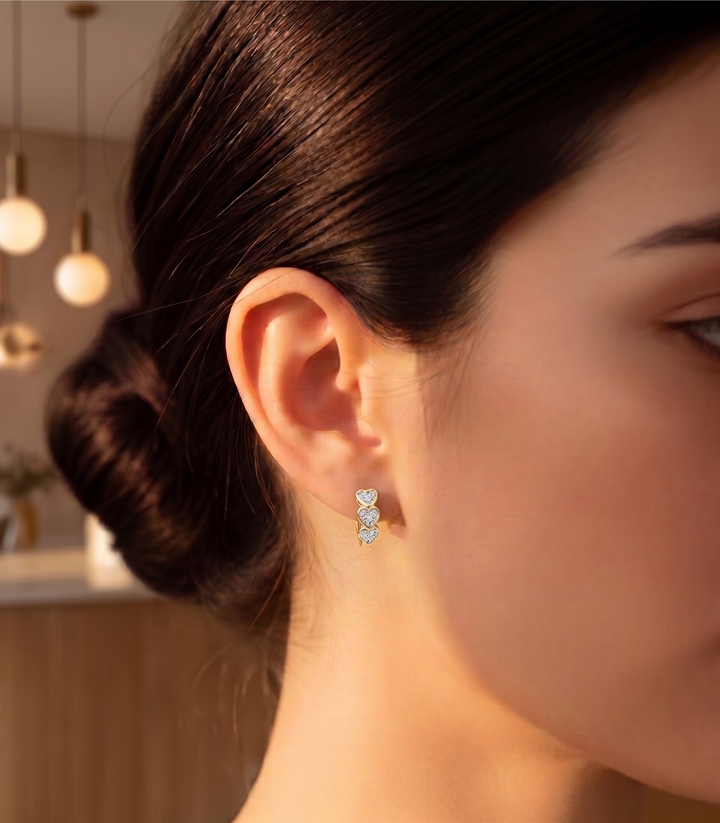 Heart Shape Lab Grown Diamond Hoop Earrings