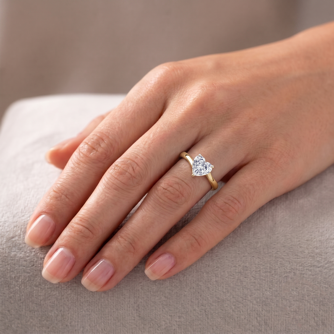 Heart Shaped Cut Solitaire Lab Grown Diamond Engagement Ring