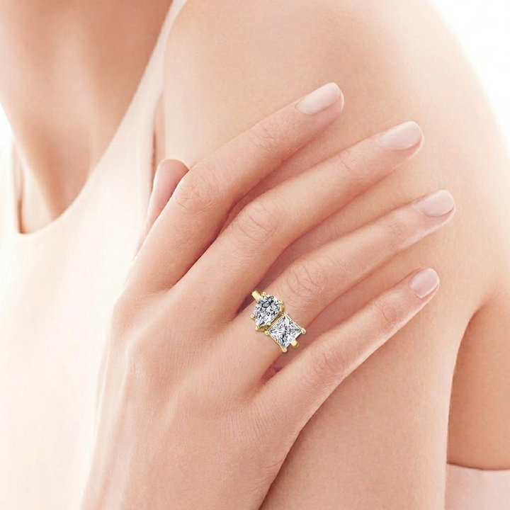 Princess & Pear Cut Grown Diamond Solitaire Engagement Ring