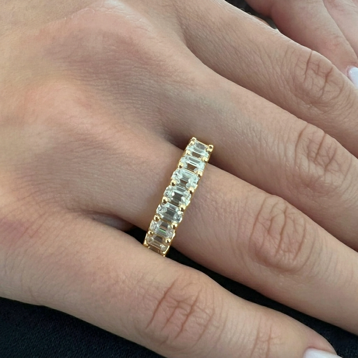Emerald Cut Lab Grown Diamond - U Prong Eternity Band