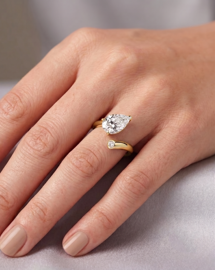 Pear Shape Wrap Around Lab Grown Diamond Ring